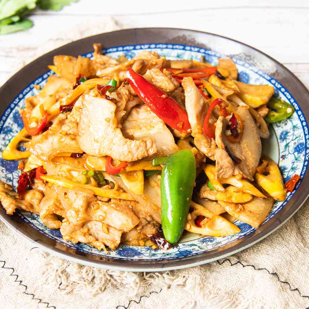 HuNan Fried Pork with chili · 湖南小炒肉
