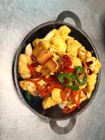 Sizzling Cauliflower with Pork · 干锅花菜